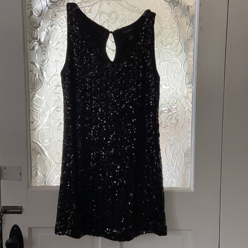 White House Black Market Black Sequin Dress Sz XL